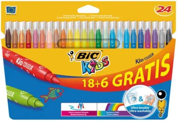 BIC® Kid Couleur Rotuladores de colores, 12 colores - Rotuladores