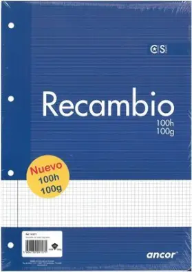 TAURO RECAMBIO A4 CUADRÍCULA 4MM. 90GRS. 100 HOJAS