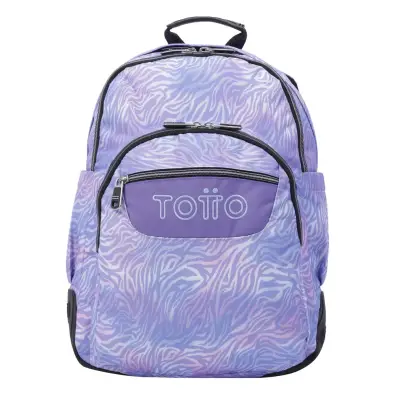 Mochila escolar con ruedas estampado morado cebra - Renglones