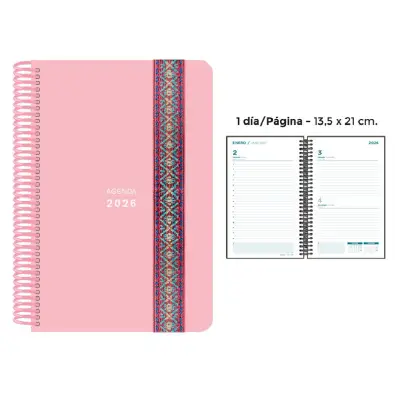 Agenda De Bolso Semanal Costurada, 64 Folhas, 2026, Rosa, 2633491