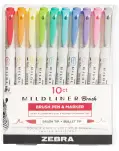 ROTULADOR MILDLINER 10 COLORES CLAROS DOBLE PUNTA PINCEL