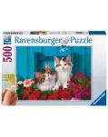 PUZZLE 500 PIEZAS GATITOS Y ROSAS