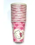 SET DE 12 VASOS EN CARTN DECORADO HELLO KITTY