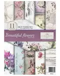 PAPEL DE ARROZ DIN A4 BEAUTIFUL FLOWERS, PACK DE 11 HOJAS