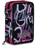 ESTUCHE 3 CREMALLERAS GRAFFITI ROSA COMPLETO