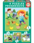 PUZZLE PROGRESIVO 6-9-12-16 PIEZAS, ANIMALES DE LA GRANJA