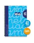 CUADERNO CUADROVA LAMELA 4 MM TAPA DURA AZUL, CON ESPIRAL TAMAO CUARTO