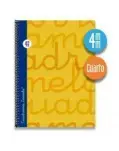 CUADERNO CUADROVA LAMELA 4 MM TAPA DURA NARANJA, CON ESPIRAL TAMAO CUARTO