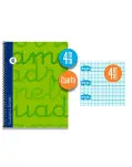 CUADERNO CUADROVA LAMELA 4 MM TAPA DURA VERDE, CON ESPIRAL TAMAO CUARTO