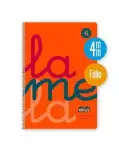 CUADERNO CUADROVA LAMELA 4 MM TAPA PLSTICO NARANJA TAMAO FOLIO CON ESPIRAL