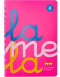 CUADERNO CUADROVA LAMELA 4 MM TAPA PLSTICO ROSA TAMAO FOLIO CON ESPIRAL