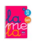 CUADERNO CUADROVA LAMELA 3 MM CON TAPA DE PLSTICO, TAMAO CUARTO 80 HOJAS 90 GRAMOS, COLOR ROSA