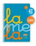 CUADERNO CUADROVA LAMELA 4 MM CON TAPA DE PLSTICO, TAMAO CUARTO 80 HOJAS 90 GRAMOS, COLOR AZUL