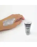 MAQUILLAJE GLITTER GEL PLATA, GLOW UP. PARA CARA Y CUERPO