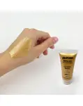 MAQUILLAJE GLITTER GEL DORADO PURPURINA, GLOW UP. PARA CARA Y CUERPO