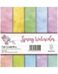 SET DE 6 PAPEL PARA SCRAPBOOKING. SPRING WATERCOLOR