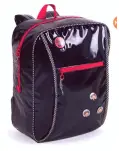 MOCHILA MEDIANA TRES MELLIZAS NEGRA Y ROJA