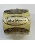 ROLLO DE 450 ETIQUETAS DE FELICIDADES DORADAS