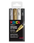 ROTULADOR POSCA PUNTA PC1M FINA CNICA P/4 UNIDADES (PLATA. ORO, BLANCO Y NEGRO)