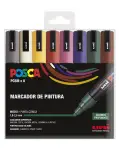 ROTULADOR POSCA PUNTA GRUESA PC5M P/8 UNIDADES, COLORES OSCUROS