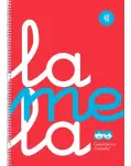 CUADERNO CUADROVA LAMELA 4 MM CON TAPA DE PLSTICO, TAMAO CUARTO 80 HOJAS 90 GRAMOS ROJO