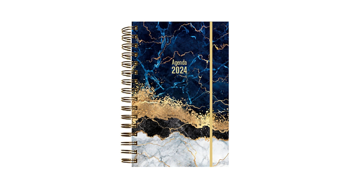 Agenda 2024 A5 contrasté bleu marine et orange - Yop & Tom