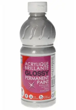 PINTURA ACRLICA BRILLANTE GLOSSY 500 ML PLATA