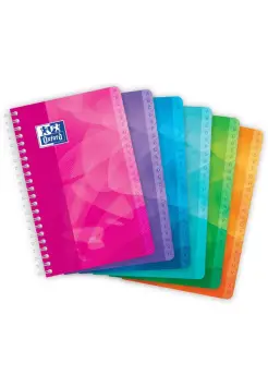 CUADERNO NDICE CUADRO 5 X 5 MM DE PASTA DE PLSTICO EN COLORES SURTIDOS, TAMAO OCTAVO