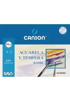 PAPEL PARA ACUARELA DIN A4+ PLUS, PACK 6 HOJAS BASIK