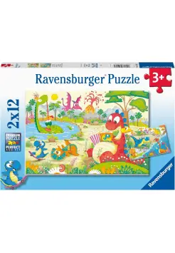 PUZZLE 2 X 12 PIEZAS DINOSAURIOS JUGUETONES