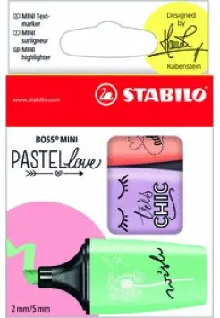 ROTULADOR MINI FLUORESCENTE PASTEL LOVE PACK 3 UNIDADES 