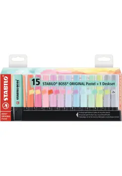 ROTULADOR FLUORESCENTE STABILO BOSS PASTEL, 15 UNIDADES