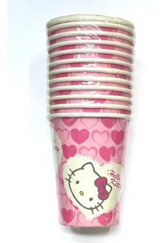 SET DE 12 VASOS EN CARTN DECORADO HELLO KITTY