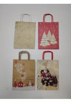 BOLSA DE PAPEL CON DECORACIN NAVIDEA, TAMAO PEQUEO