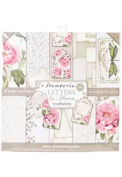 KIT DE PAPEL PARA SCRAPBOOKING 30X30 CM, LETTERS & FLOWERS