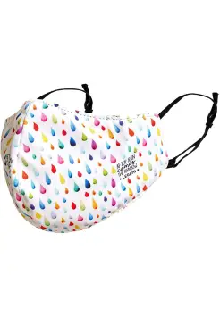 MASCARILLA DE TELA REVERSIBLE, CON DISEO DE GOTAS ARCOIRIS