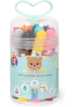 PACK DE 12 ROTULADORES TEDDY FRIENDS EN CAJA REDONDA