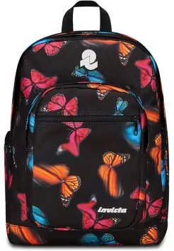 MOCHILA INVICTA NEGRA CON MARIPOSAS