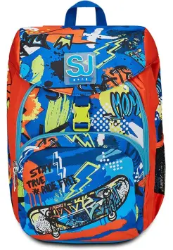 MOCHILA SKATE AZUL Y NARANJA