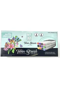 SET DE 12 ROTULADORES TWIN BRUSH EN TONOS BSICOS