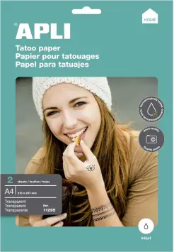 PAPEL PARA IMPRESIN DE TATUAJES INKJET A4. 2 HOJAS