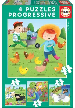 PUZZLE PROGRESIVO 6-9-12-16 PIEZAS, ANIMALES DE LA GRANJA