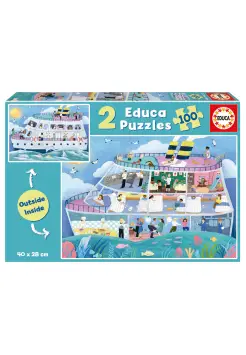 PUZLE DE 2X100 PIEZAS BARCO OUTSIDE/INSIDE