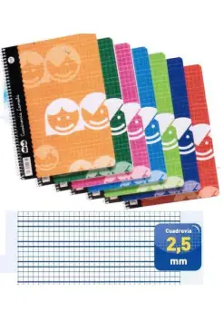 CUADERNO CUADROVA LAMELA 2,5 MM CON ESPIRAL, TAMAO CUARTO