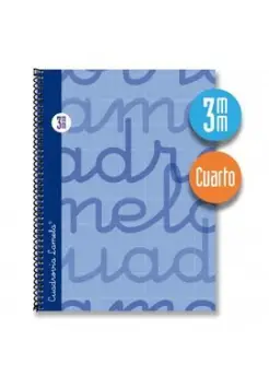 CUADERNO CUADROVA LAMELA DE 3 MM CON PASTA DURA AZUL, TAMAO CUARTO