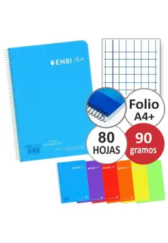 CUADERNO CUADROS 4 MM 90 GRS 80 HOJAS, TAMAO FOLIO Y TAPA DE PLSTICO