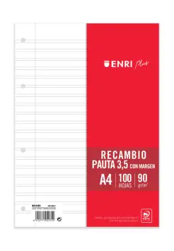 RECAMBIO PAUTA 3,5 CM EN TAMAO FOLIO