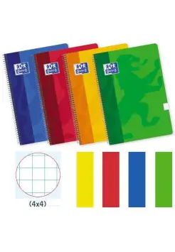 CUADERNO CUADROS 4 MM, TAMAO FOLIO 80 HOJAS CON ESPIRAL EN COLORES VIVOS