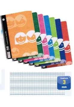 CUADERNO CUADROVA LAMELA 3 MM, CON ESPIRAL TAMAO CUARTO