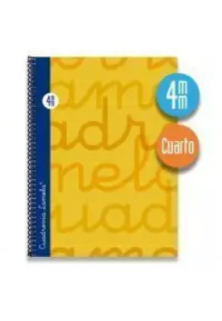 CUADERNO CUADROVA LAMELA 4 MM TAPA DURA NARANJA, CON ESPIRAL TAMAO CUARTO